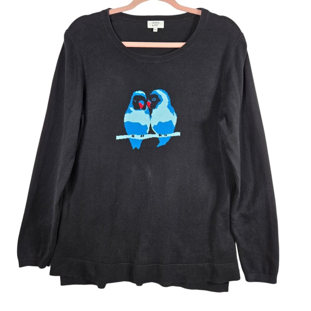 Crown‎ & Ivy Sweater Womens Large Parrot Bird Pullover Fun Cute Novelty Animal